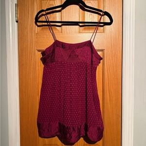 Silk Babydoll top Catherine Malandrino Burgundy L Large